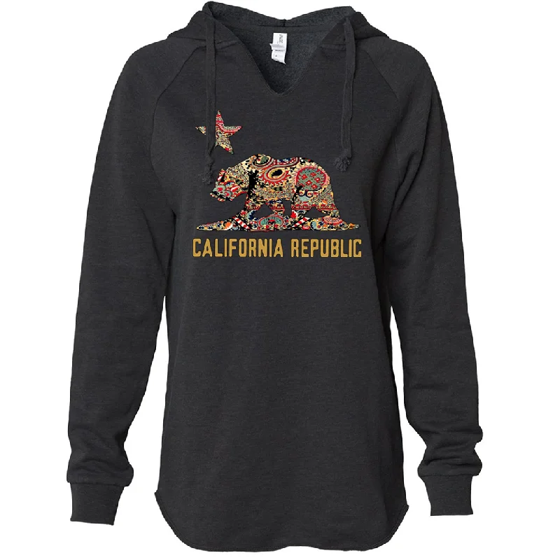 Women's Hooded Sweatshirts with DrawstringsCalifornia Republic Paisley Bear Women's Soft Hooded Pullover