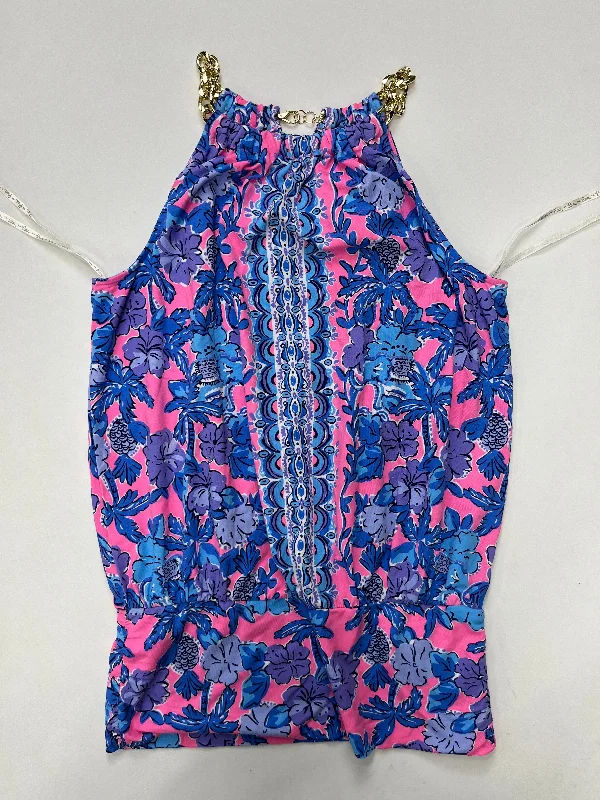 Women's Blouse with Wide CollarMulti-colored Blouse Sleeveless Lilly Pulitzer NWT, Size Xs