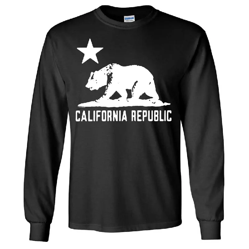 Women's Hooded Sweatshirts with Corduroy LiningCalifornia Flag Oversize White Silhouette Long Sleeve Shirt