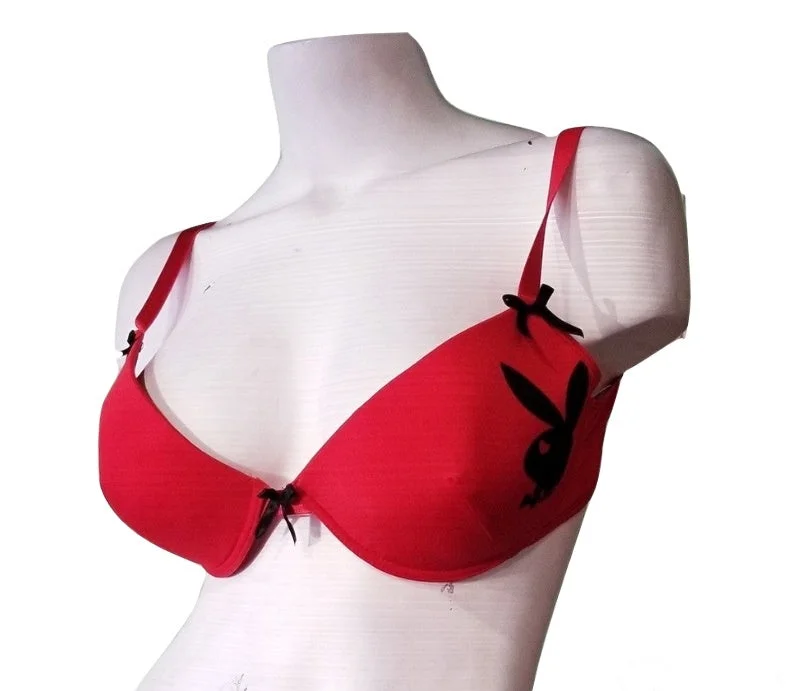 seamless bra for leotardsPlayboy Plus-Size Bra - Fire Engine Red