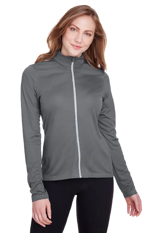 Women's Hooded Sweatshirts with Front PocketsPuma Womens Icon Performance Moisture Wicking Full Zip Sweatshirt - Quiet Shade Grey