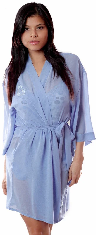 women's pajamas with an elasticized cuffsWomen's Chiffon Short Wrap Robe #613C