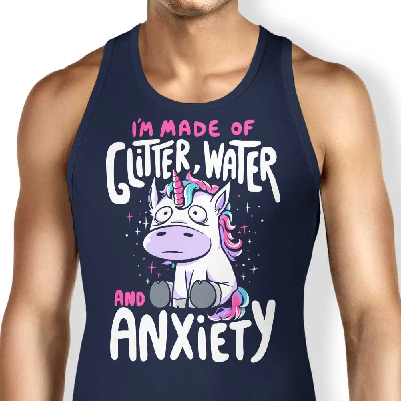 Women's Blouse with U-Shaped CollarGlitter, Water, and Anxiety - Tank Top