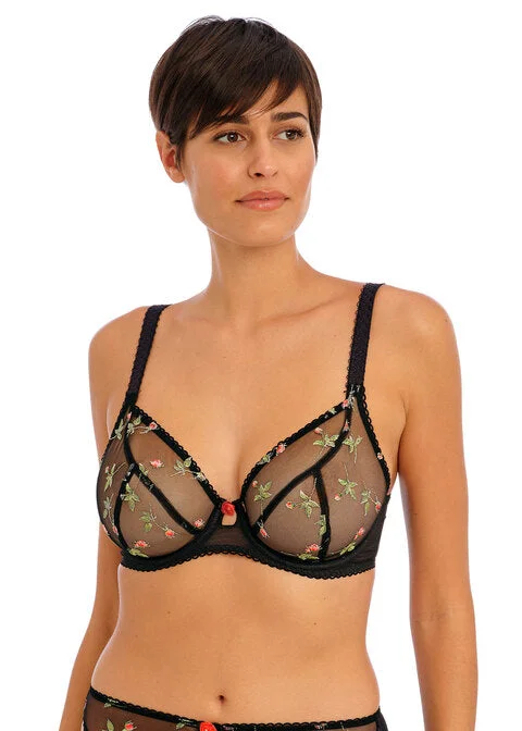 wire-free contour braRose Blossom Black Uw Plunge Bra