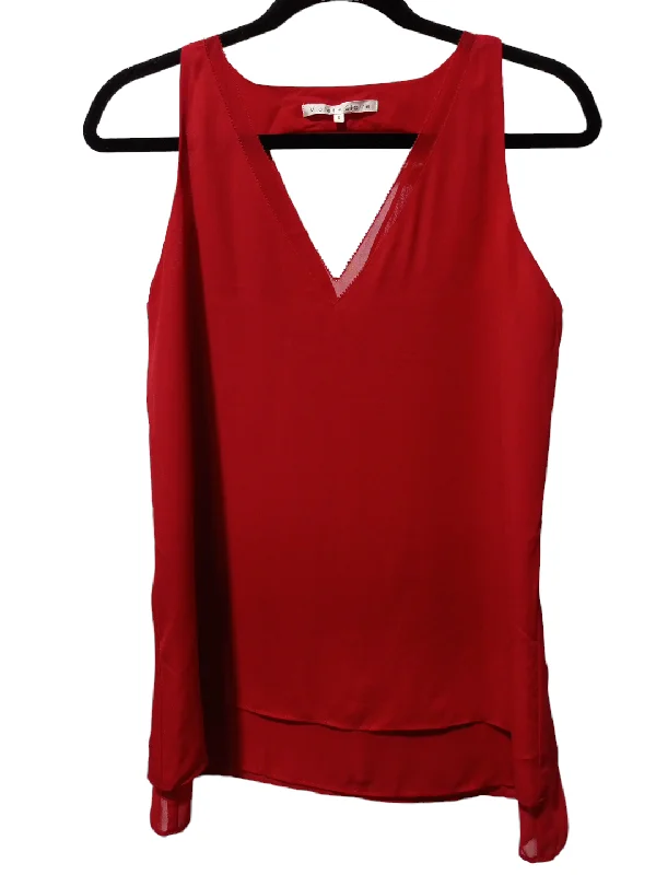 Women's Blouse with U-Shaped CollarRed Blouse Sleeveless Clothes Mentor, Size S