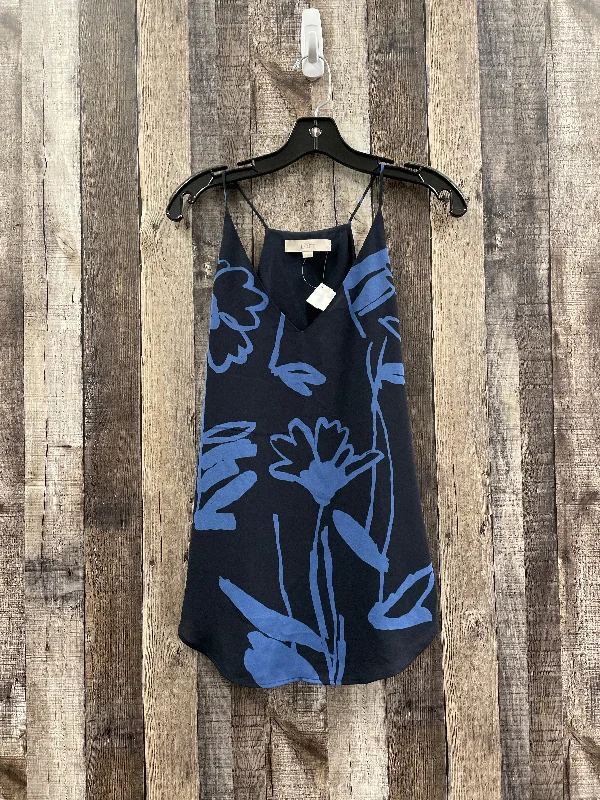 Women's Blouse with TasselsBlue Blouse Sleeveless Loft, Size S