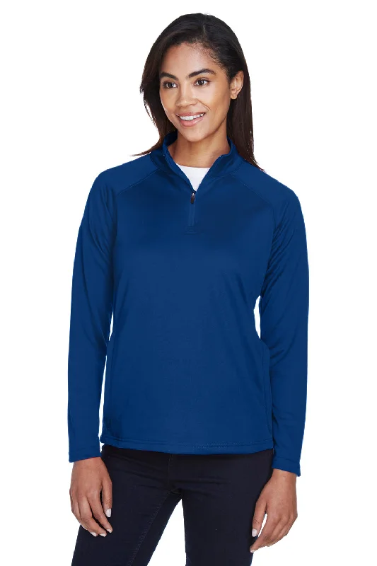 Women's Hooded Sweatshirts with Polka Dot LiningDevon & Jones Womens Compass Stretch Tech Moisture Wicking 1/4 Zip Sweatshirt w/ Pockets - True Royal Blue