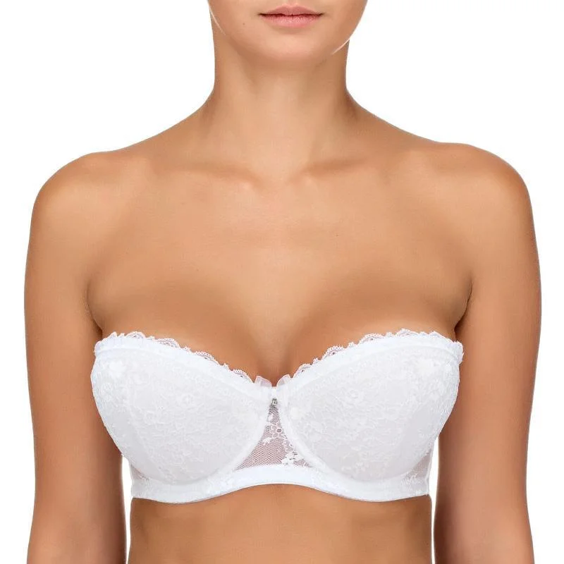 lace front closure braLauma White Love Bridal Lace Balconette Bra