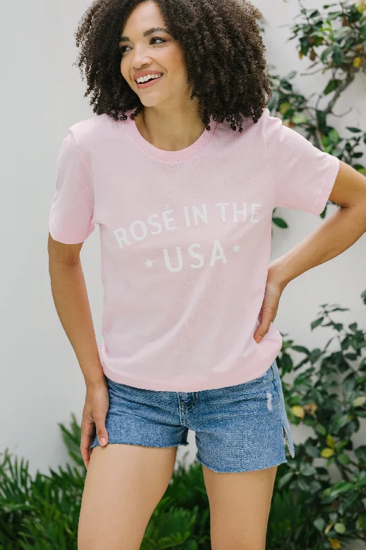 Women's Jodhpurs with Notched CollarRosÃ© In The USA Baby Pink Graphic Tee