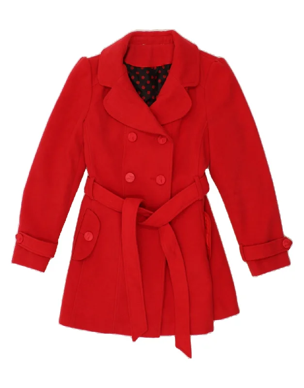 Women's Bomber CoatsWomen's Coats with Fur Trimmed SleevesDEBENHAMS Womens Double Breasted Coat UK 14 Medium Red Polyester