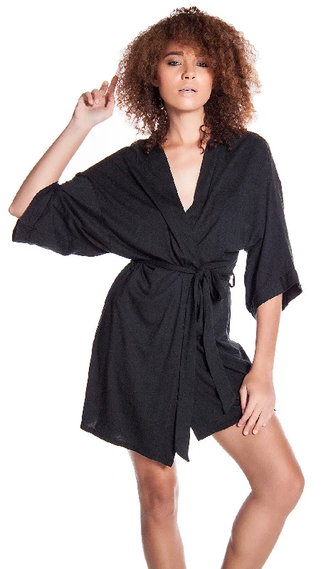 women's pajamas with moisture-wicking fabricWomen's  Short Kimono Wrap Robe #3080/X (S/M-3X/4X)