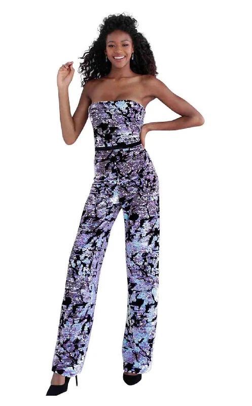 Women's Jumpsuits with Shawl CollarJovani 67849 Jumpsuit