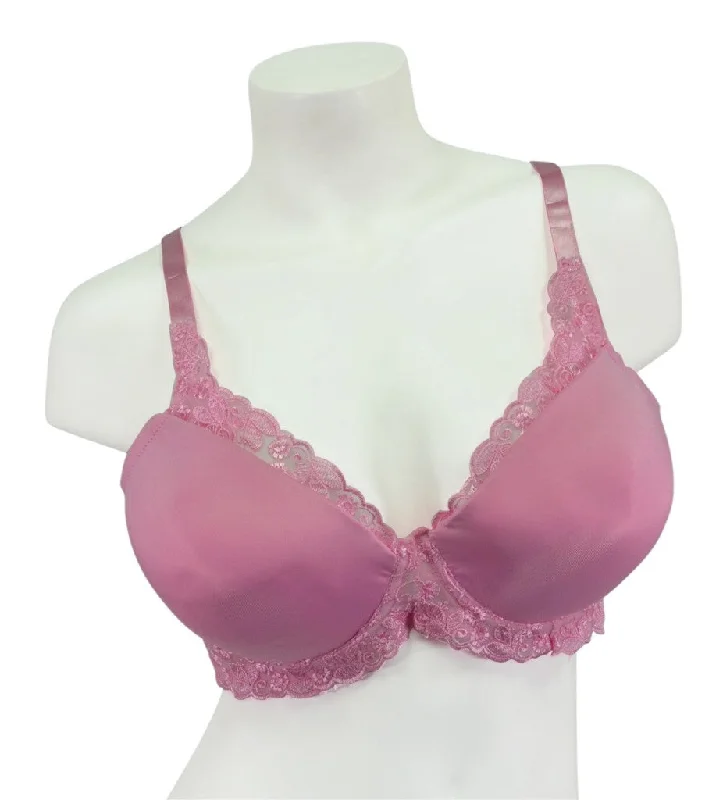 plus-size lace overlay nursing braPlus-Size Embroidered Demi Bra - Pink