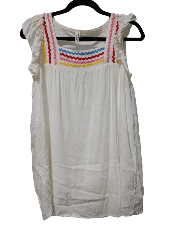 Women's Blouse with Keyhole CollarWhite Blouse Sleeveless L Love, Size L