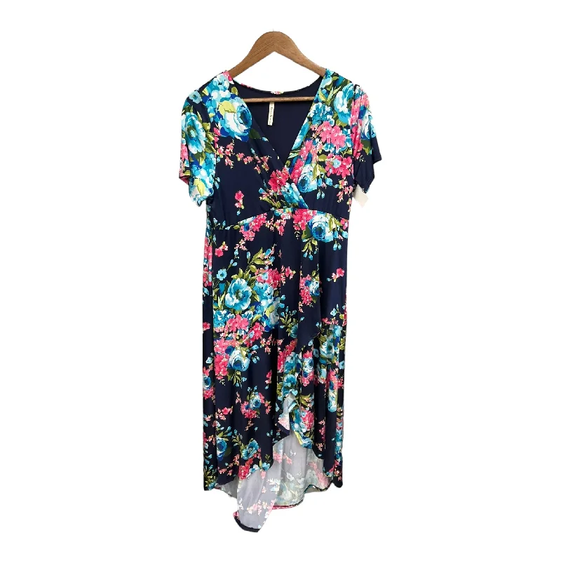 Women's Rounded Collar DressesDress Casual Midi By Clothes Mentor In Floral Print, Size: 1x