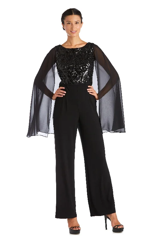 Women's Jumpsuits with U-Shaped NeckR&M Richards 7539 Capelet Jumpsuit