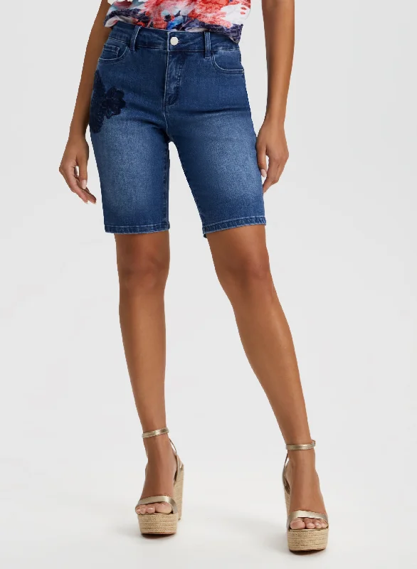 Women's Jodhpurs with Cropped LengthEmbroidered Bermuda Shorts