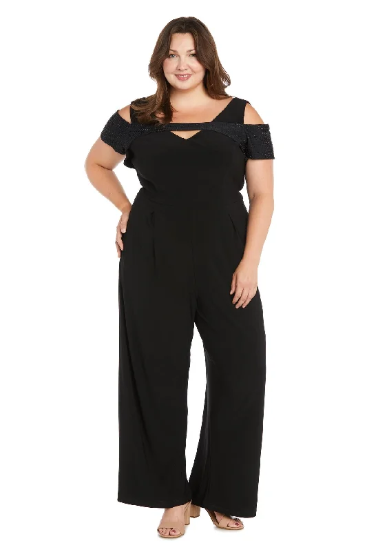 Women's Jumpsuits with Shirt CollarR&M Richards 3284W Long Formal Jumpsuit Plus Size