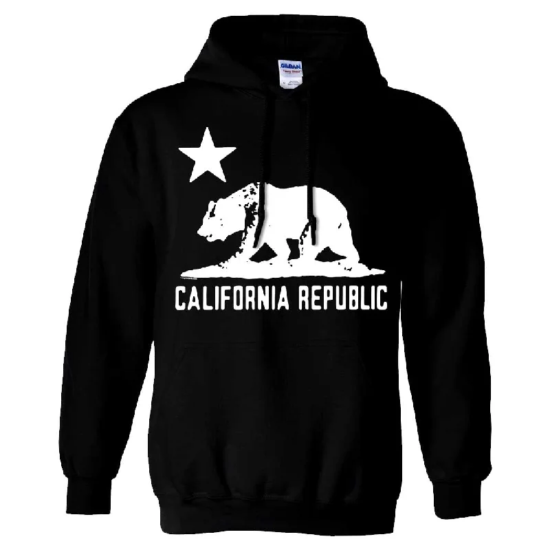 Women's Hooded Sweatshirts with Cozy FabricCalifornia Flag Oversize White Silhouette Sweatshirt Hoodie