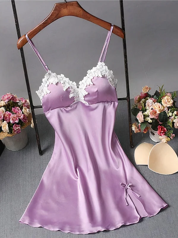 women's pajamas with moisture-wicking fabricNuisette en Satin Dentelle pour Femme "Violet"