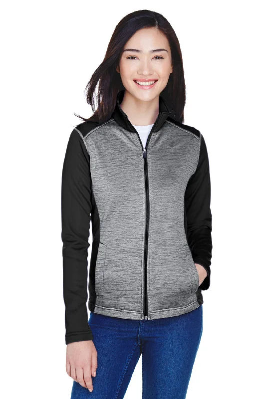 Women's Hooded Sweatshirts with Warm FabricDevon & Jones Womens Newbury Fleece Full Zip Sweatshirt w/ Pockets - Grey/Black