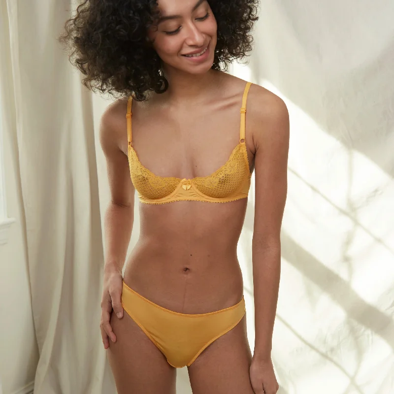 wireless bra with stretch fabricGolden Marigold Elegance Brazilian Panty by Timpa Alice