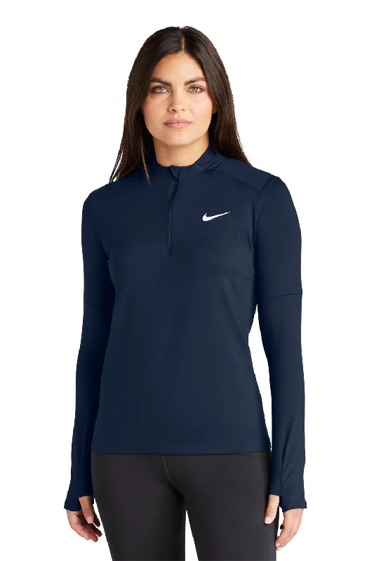 Women's Hooded Sweatshirts with Polka Dot LiningNike Womens Element Dri-Fit Moisture Wicking 1/4 Zip Sweatshirt - Navy Blue