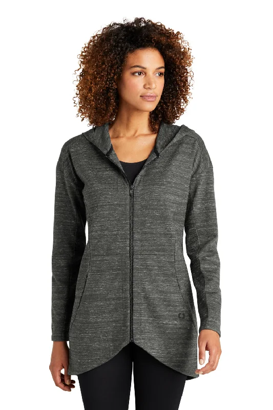 Women's Hooded Sweatshirts with Brocade LiningOgio Womens Flux Full Zip Hooded Sweatshirt Hoodie w/ Pockets - Heather Tarmac Grey