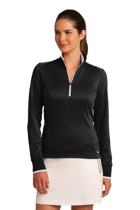 Women's Hooded Sweatshirts with Straight WaistNike Womens Dri-Fit Moisture Wicking 1/4 Zip Sweatshirt - Black/White