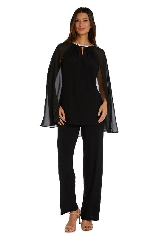 Women's Jumpsuits with Narrow CollarR&M Richards 9104 Cape Formal Long Jumpsuit