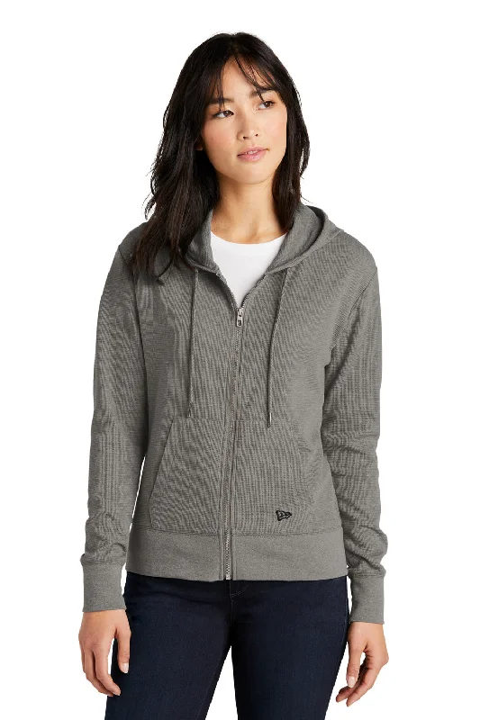 Women's Hooded PulloversNew Era Womens Thermal Full Zip Hooded Sweatshirt Hoodie w/ Pockets - Heather Shadow Grey - Closeout