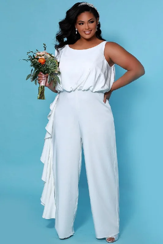 Women's Jumpsuits with Tapered LegSydneys Closet SC5244 Plus Size Bridal Wedding Jumpsuit