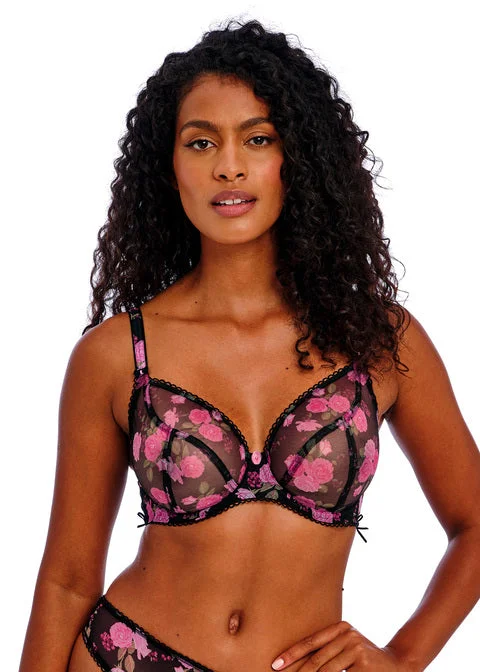 plus-size nursing bra with side supportRose Blossom Black Rose Uw Plunge Bra