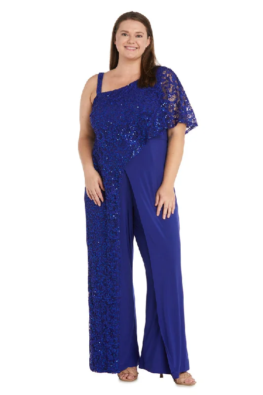 Women's Jumpsuits with Sweetheart CollarR&M Richards 3556W Long Plus Size Sequin Formal Jumpsuit