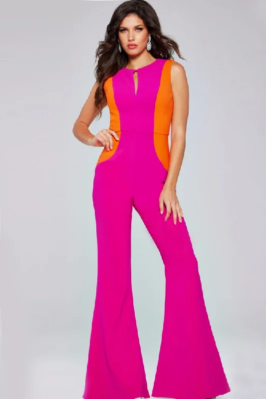 Women's Jumpsuits with Asymmetrical HemJovani 42801 Long Fit Formal High Neck Jumpsuit