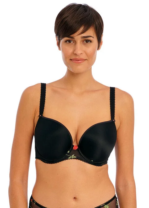 push-up bra with paddingRose Blossom Black Uw Moulded Plunge T-shirt Bra