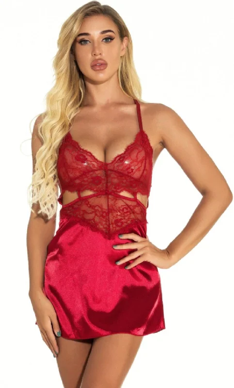 women's pajamas designed for those who believe in sweet dreams and cozy nights.Lace Hollow Open Back Babydoll