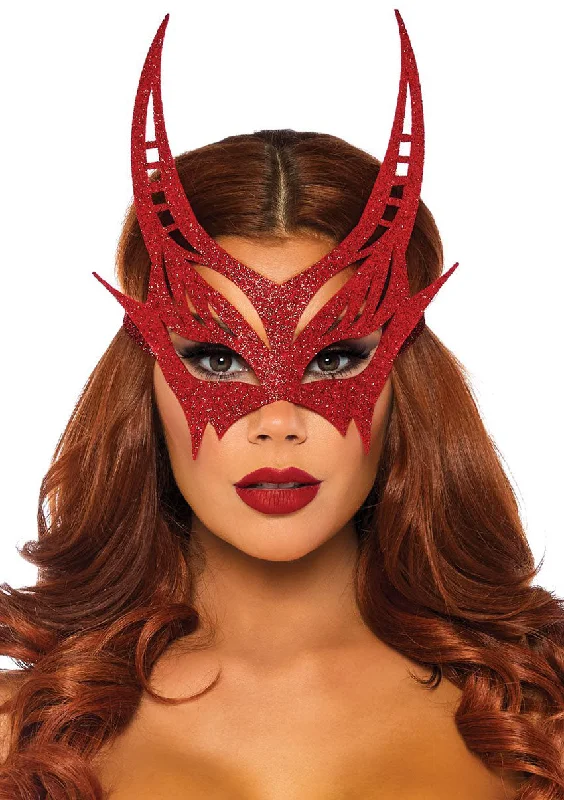 front-closure bra for easy dressingGlitter Die Cut Devil Masquerade Mask - Red