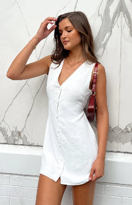 Women's Empire Waist DressesMaurice White Button Up Mini Dress