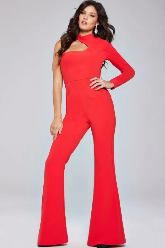 Women's Jumpsuits with Square NeckJovani 41052 Long Fit Formal Jumpsuit