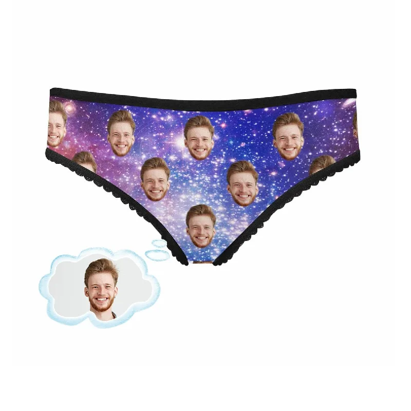 seamless panties with a concealed pocket and a moisture-wicking finishCustom GalaxyFace Women's High-cut Briefs