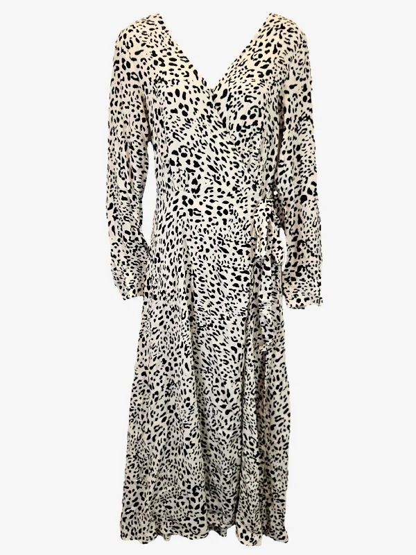 Women's Notched Collar DressesFrench Connection Cheetah Print V Neck Maxi Dress Size 8