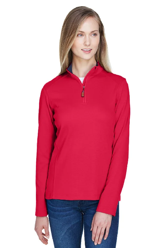 Women's Hooded Sweatshirts with Brocade LiningDevon & Jones Womens DryTec20 Performance Moisture Wicking 1/4 Zip Sweatshirt - Red