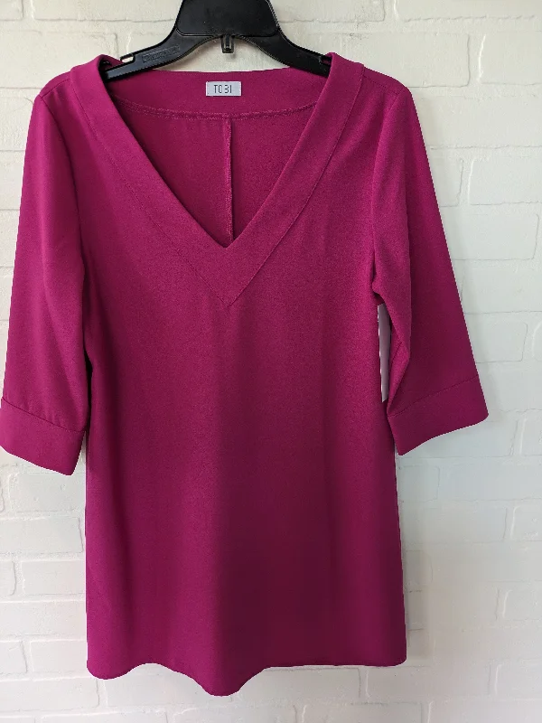 Women's Narrow Collar DressesPink Dress Casual Short Tobi, Size M