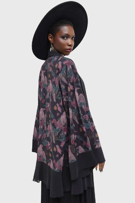 Women's Blouse with Lapel CollarCorax Kimono