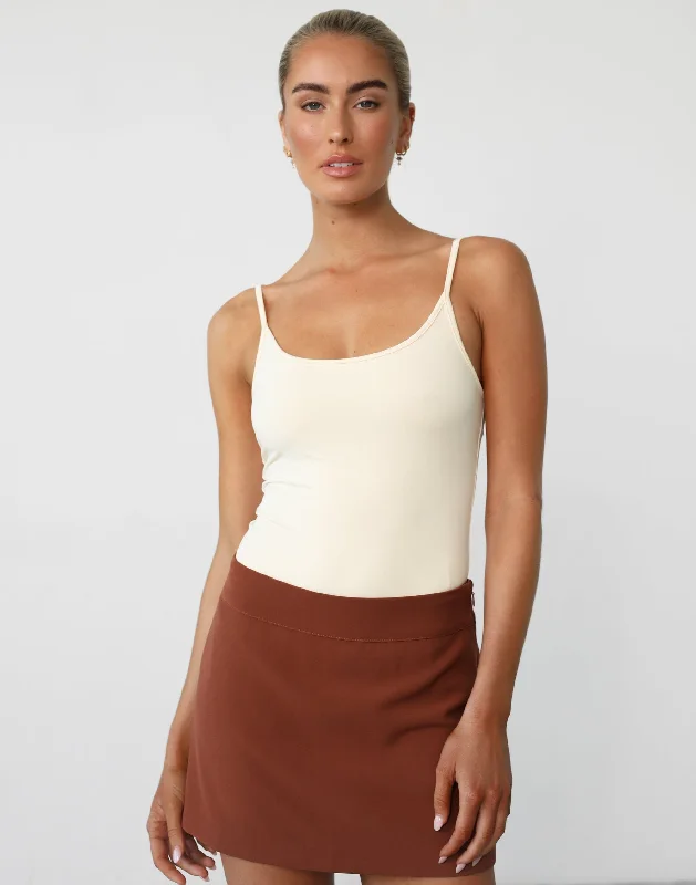 Women's Blouse with V-Shaped HemLeia Bodysuit (Cream)