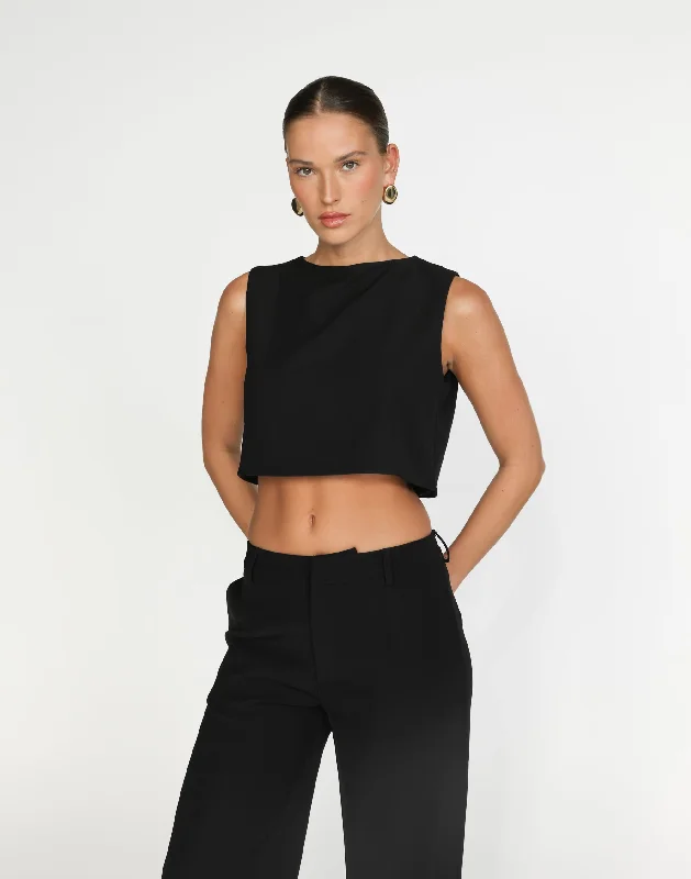 Women's Blouse with Short SleevesLenora Top (Black)