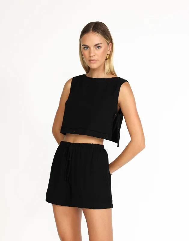 Women's Blouse with Sweetheart CollarSabrina Top (Black)