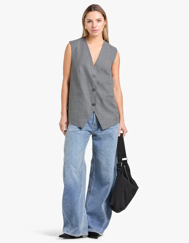 Women's Blouse with Short SleevesSaleni Vest - Grey Mel