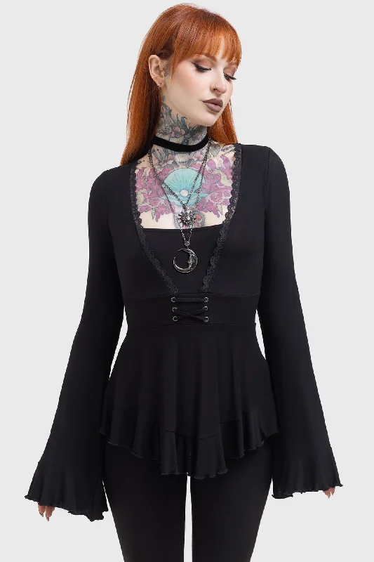 Women's Blouse with Gathered SleevesVoidsworn Top